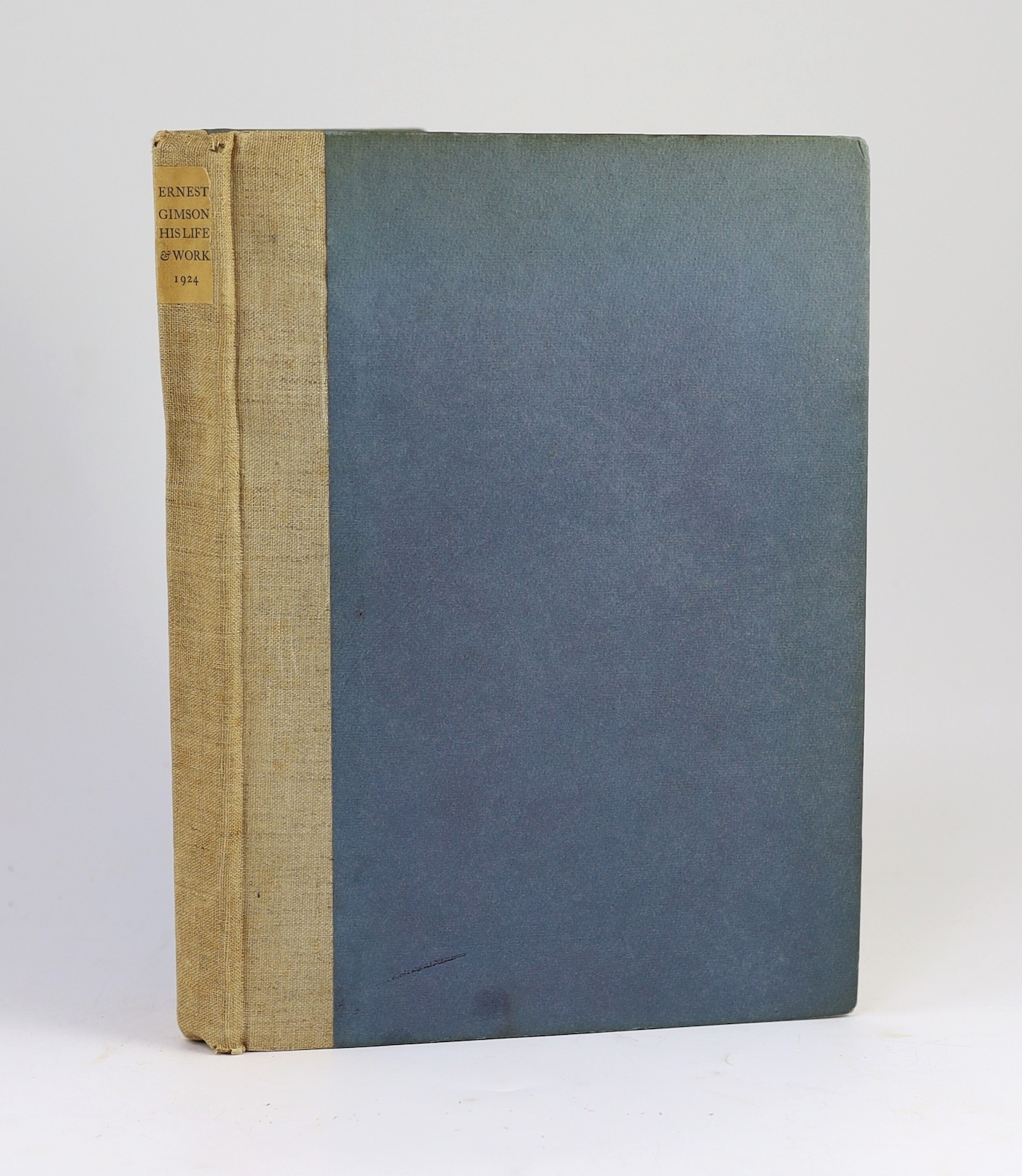 Lethaby, W. R, Powell, A.H and Griggs, F.L - Ernest Gimson: His Life and Work, one of 500, 4to, blue boards with linen spine, with engraved title, 60 plates by Emery Walker & errata slip, deckle edged leaves, Shakespeare